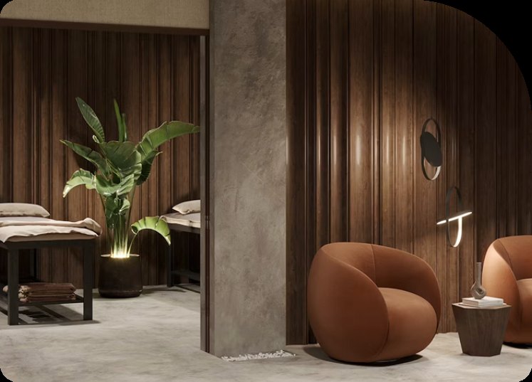 A calming private treatment suite